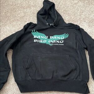 Bang Bang Bird Gang Philadelphia Black Hoodie with Teal Graphic